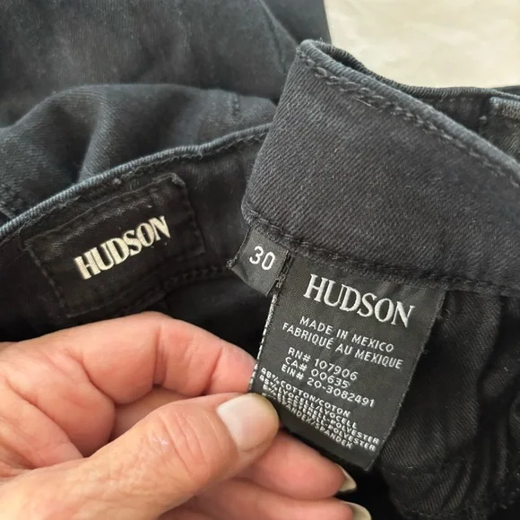 Hudson Harkin Black Skinny Crop Cuff Jeans High Rise SZ 30 Worn 1X - Picture 6 of 10